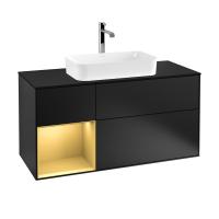 Тумба под раковину Villeroy & Boch Finion 1200х501 мм F292HFPD чёрный матовый/матовое золото