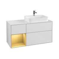 Тумба под раковину Villeroy & Boch Finion 1200х501 мм F391HFGF белый глянцевый/матовое золото