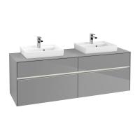 Тумба под раковину Villeroy & Boch Collaro 1600х500 мм с подсветкой C021L0FP серый глянцевый