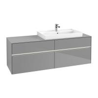 Тумба под раковину Villeroy & Boch Collaro 1600х500 мм с подсветкой C027L0FP серый глянцевый
