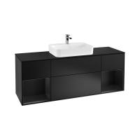 Тумба под раковину Villeroy & Boch Finion 1600х501 мм F452PDPD чёрный матовый/чёрный матовый