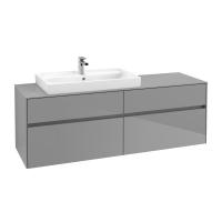 Тумба под раковину Villeroy & Boch Collaro 1600х500 мм C02600FP серый глянцевый