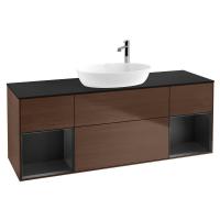 Тумба под раковину Villeroy & Boch Finion 1600х501 мм F982PDGN орех/чёрный матовый
