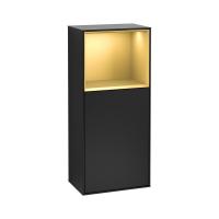 Тумба Villeroy & Boch Finion 418х270х936 мм петли справа, с зарядной станцией F530HFPD чёрный матовый/матовое золото