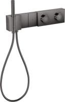 Термостат Axor Edge Select (внешняя часть для 2 потребителей) с алмазной огранкой 46701330 полированный чёрный хром