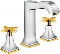 Смеситель для раковины Hansgrohe Metropol Classic 160 ComfortZone 3 отверстия, донный клапан 31307090 хром/золото