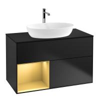 Тумба под раковину Villeroy & Boch Finion 1000х501 мм F772HFPD чёрный матовый/матовое золото