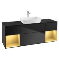 Тумба под раковину Villeroy & Boch Finion 1600х501 мм F862HFPD чёрный матовый/матовое золото