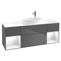 Тумба под раковину Villeroy & Boch Finion 1600х501 мм F981GFGK матовый антрацит/белый глянцевый