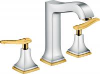 Смеситель для раковины Hansgrohe Metropol Classic 160 ComfortZone 3 отверстия, донный клапан 31331090 хром/золото