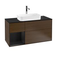 Тумба под раковину Villeroy & Boch Finion 1200х501 мм F292PDGN орех/чёрный матовый