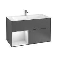 Тумба под раковину Villeroy & Boch Finion 996х498 мм F030GFGK матовый антрацит/белый глянцевый