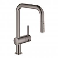 Смеситель для кухни Grohe Minta с выдвижным изливом 32 322 A02 тёмный графит