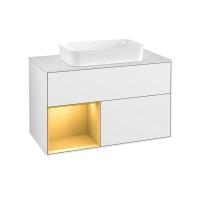 Тумба под раковину Villeroy & Boch Finion 1000х501 мм F651HFGF белый глянцевый/матовое золото