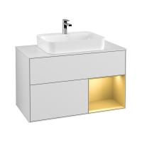 Тумба под раковину Villeroy & Boch Finion 1000х501 мм F371HFGF белый глянцевый/матовое золото