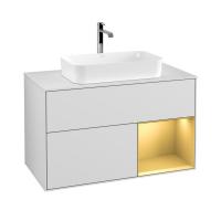 Тумба под раковину Villeroy & Boch Finion 1000х501 мм F251HFGF белый глянцевый/матовое золото
