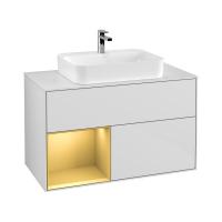 Тумба под раковину Villeroy & Boch Finion 1000х501 мм F361HFGF белый глянцевый/матовое золото