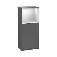 Тумба Villeroy & Boch Finion 418х270х936 мм петли справа, с зарядной станцией F530GFGK матовый антрацит/белый глянцевый