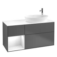 Тумба под раковину Villeroy & Boch Finion 1200х501 мм F921GFGK матовый антрацит/белый глянцевый