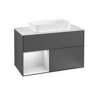 Тумба под раковину Villeroy & Boch Finion 1000х501 мм F651MTGK матовый антрацит/белый матовый