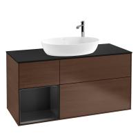 Тумба под раковину Villeroy & Boch Finion 1200х501 мм F942PDGN орех/чёрный матовый