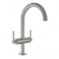 Смеситель для раковины Grohe Atrio L-Size высокий поворотный излив, донный клапан 21 022 DC3 суперсталь матовый