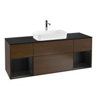 Тумба под раковину Villeroy & Boch Finion 1600х501 мм F332PDGN орех/чёрный матовый