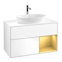 Тумба под раковину Villeroy & Boch Finion 1000х501 мм F781HFGF белый глянцевый/матовое золото
