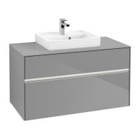 Тумба под раковину Villeroy & Boch Collaro 1000х500 мм с подсветкой C016L0FP серый глянцевый