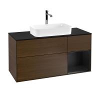 Тумба под раковину Villeroy & Boch Finion 1200х501 мм F302PDGN орех/чёрный матовый