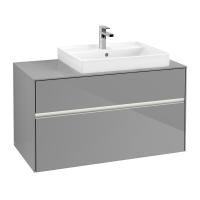 Тумба под раковину Villeroy & Boch Collaro 1000х500 мм с подсветкой C018L0FP серый глянцевый