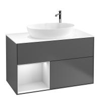 Тумба под раковину Villeroy & Boch Finion 1000х501 мм F891MTGK матовый антрацит/белый матовый