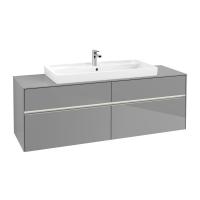 Тумба под раковину Villeroy & Boch Collaro 1600х500 мм с подсветкой C031L0FP серый глянцевый