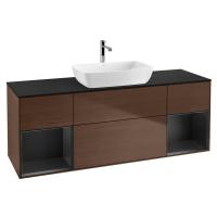Тумба под раковину Villeroy & Boch Finion 1600х501 мм F862PDGN орех/чёрный матовый