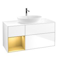 Тумба под раковину Villeroy & Boch Finion 1200х501 мм F821HFGF белый глянцевый/матовое золото