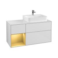 Тумба под раковину Villeroy & Boch Finion 1200х501 мм F141HFGF белый глянцевый/матовое золото