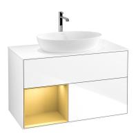 Тумба под раковину Villeroy & Boch Finion 1000х501 мм F771HFGF белый глянцевый/матовое золото