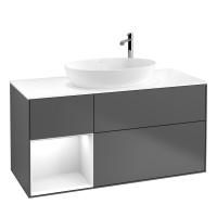 Тумба под раковину Villeroy & Boch Finion 1200х501 мм F941GFGK матовый антрацит/белый глянцевый