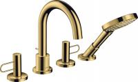 Смеситель для ванны Axor Uno на 4 отверстия 38445990 полированное золото