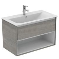 Тумба под раковину Ideal Standard Connect Air 800x440 мм E0827PS светло-серое дерево/белый матовый
