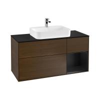 Тумба под раковину Villeroy & Boch Finion 1200х501 мм F422PDGN орех/чёрный матовый