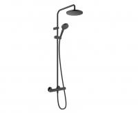 Душевая система с термостатом для душа Hansgrohe Vernis Blend Showerpipe 200 1jet 26276670 матовый чёрный