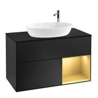 Тумба под раковину Villeroy & Boch Finion 1000х501 мм F902HFPD чёрный матовый/матовое золото