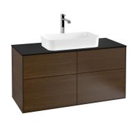 Тумба под раковину Villeroy & Boch Finion 1200х501 мм F26200GN орех/чёрный