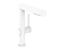 Смеситель для раковины Hansgrohe Finoris 230 ComfortZone высокий вытяжной излив, донный клапан 76063700 белый матовый