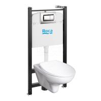 Комплект Roca Mateo (инсталляция + клавиша слива + подвесной унитаз + сиденье с крышкой) 893100010 белый