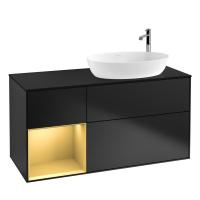 Тумба под раковину Villeroy & Boch Finion 1200х501 мм F922HFPD чёрный матовый/матовое золото