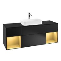 Тумба под раковину Villeroy & Boch Finion 1600х501 мм F332HFPD чёрный матовый/матовое золото