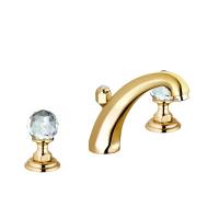 Смеситель для раковины Kludi 1926  Swarovski 3 отверстия, донный клапан 5104345G4 золото