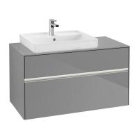 Тумба под раковину Villeroy & Boch Collaro 1000х500 мм с подсветкой C017L0FP серый глянцевый